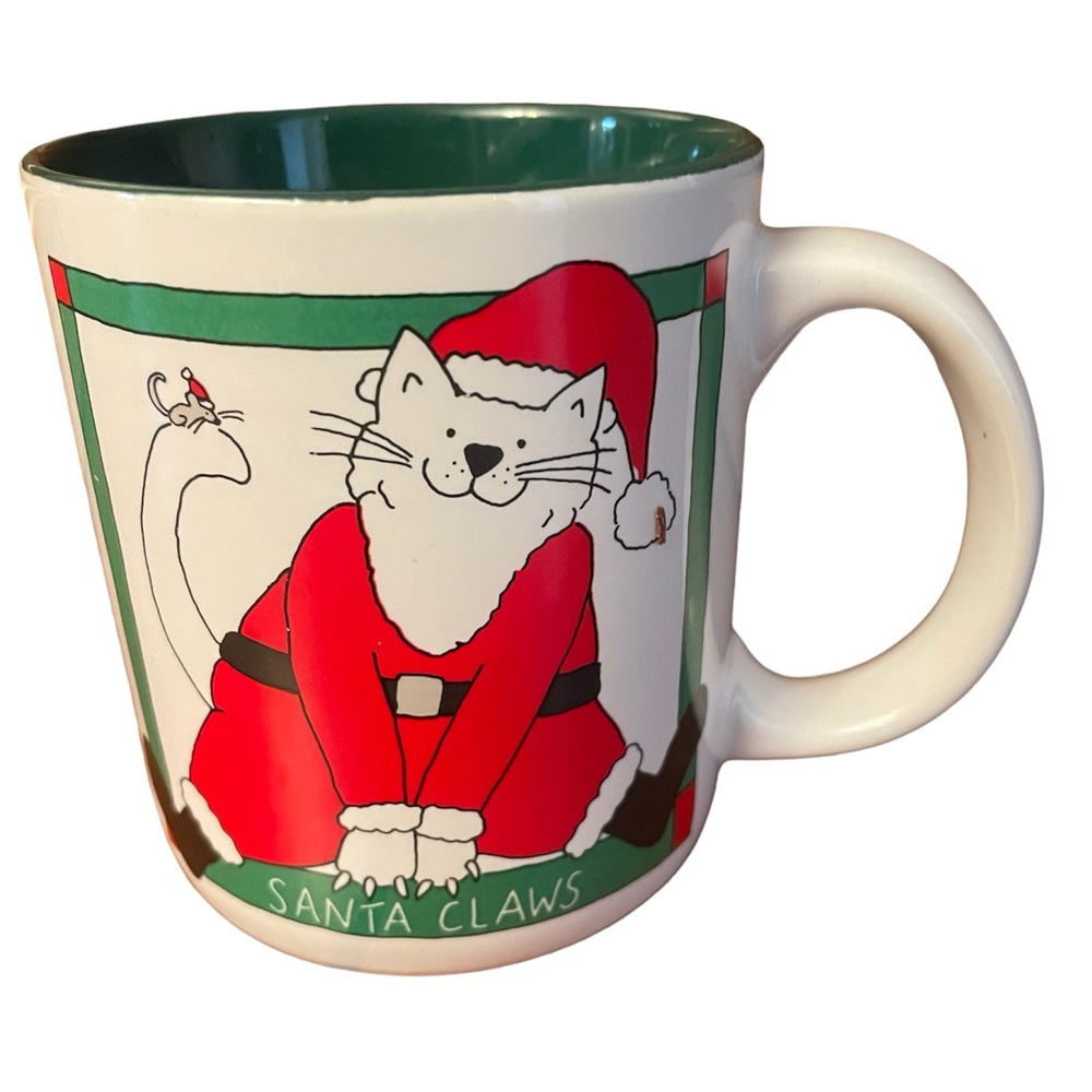 Vintage Santa Claws Christmas Cat Mug